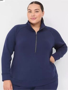LIVI - Lane Bryant Navy Half-Zip Pullover Super Soft Sweatshirt size 18/20